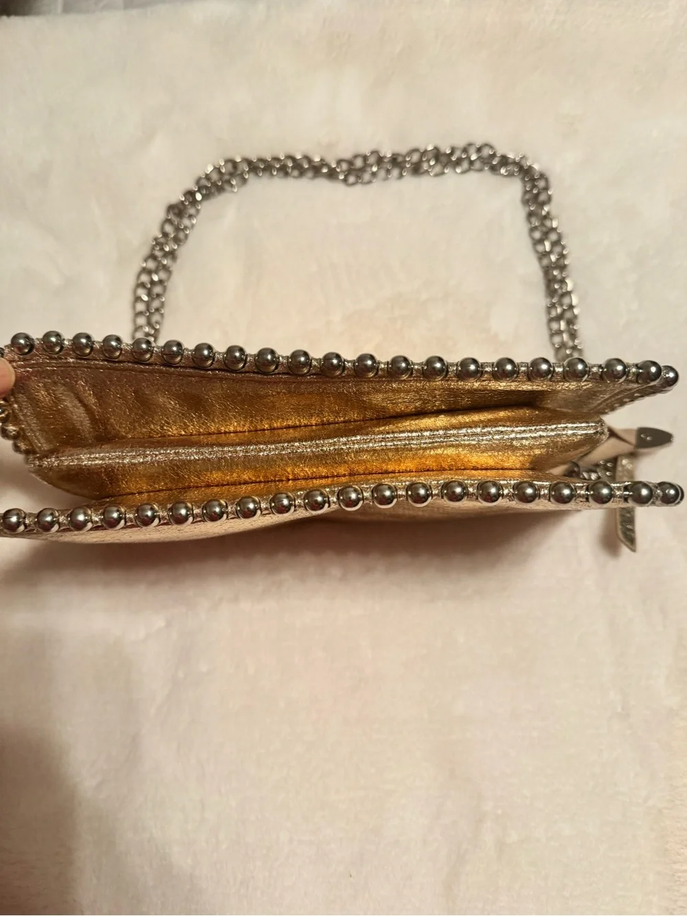 Metallic Gold Chain-Trim Women’s Clutch Bag